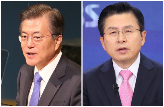 문재인 대통령(왼쪽)과 황교안 전 미래통합당(국민의힘 전신) 대표. 연합뉴스